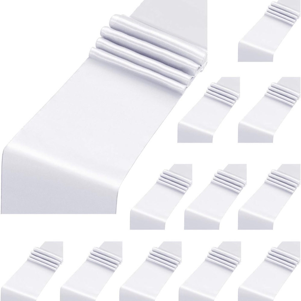 Table Runners (8) 🤍 - White Pack of 10 Satin 12 x 108 Inches